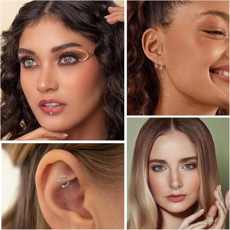 ONESING 20-30 قطعة حلقات السدادة 16G مجوهرات السدادة - ثقب جراحي من الفولاذ الحلقات على شكل حدوة الحصان هليكس دايث سمايلي تراغس حلقات الشفاه حلقة الأنف مجوهرات ثقب مفصلية سلسة للنساء والرجال - Image 3